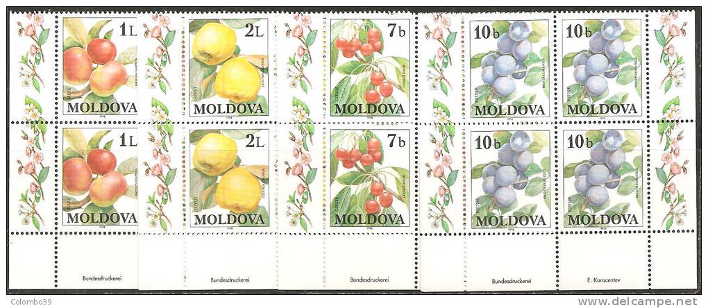 Moldova  1998  MNH**  -  Yv. 236/239  Bloc 4x - Frutas