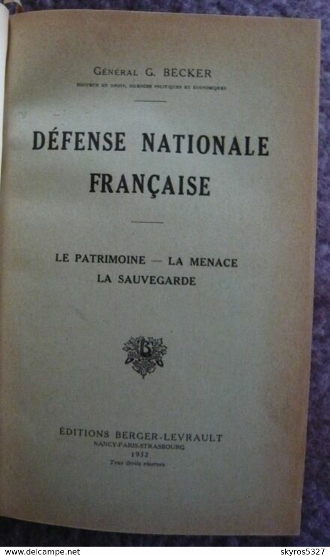 Défense Nationale Française Et Deux Autres Volumes - Français