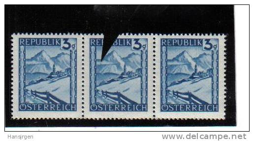 STE1583 ÖSTEREICH 1945 ANK  738 II PLATTENFEHLER GEMSE MITTLERE MARKE ** - Varietà & Curiosità