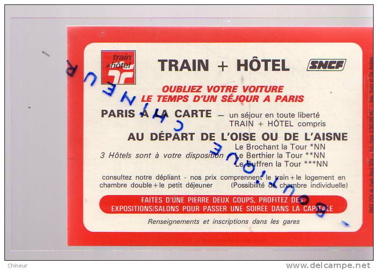 HORAIRES SNCF 1979 A 1980 PARIS /PERSAN BEAUMONT/BEAUVAIS - Europe