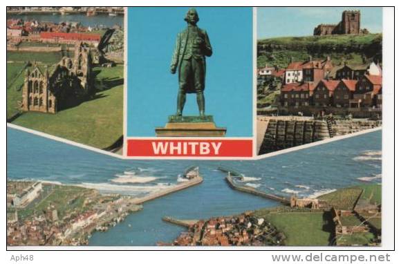 Cpsm De Whitby : The Abbey - Captain Cook Statue-st Mary's Church - Whitby Harbour - Whitby