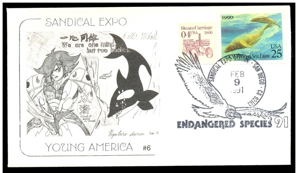 FDC USA * SANDICAL EXPO * KILLER WHALE BIRD * ENDANGERED SPECIES * YEAR 1991 - Andere & Zonder Classificatie