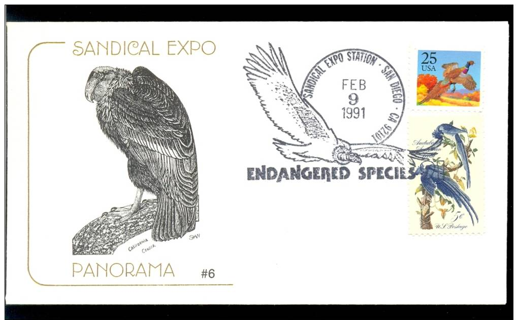 FDC USA * SANDICAL EXPO * CONDOR * BIRD * ENDANGERED SPECIES * YEAR 1991 - Andere & Zonder Classificatie