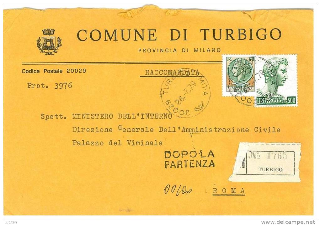 TURBIGO  20029  PROV. MILANO - ANNO 1979 - R -  TEMA COMUNI D'ITALIA - STORIA POSTALE - Macchine Per Obliterare (EMA)