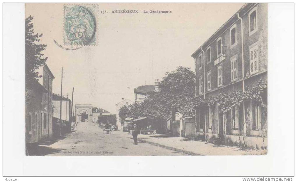 CPA-42-ANDREZIEUX-1907-LA GENDARMERIE-ANIMEE-1 HOMME UN ATTELAGE - Andrézieux-Bouthéon