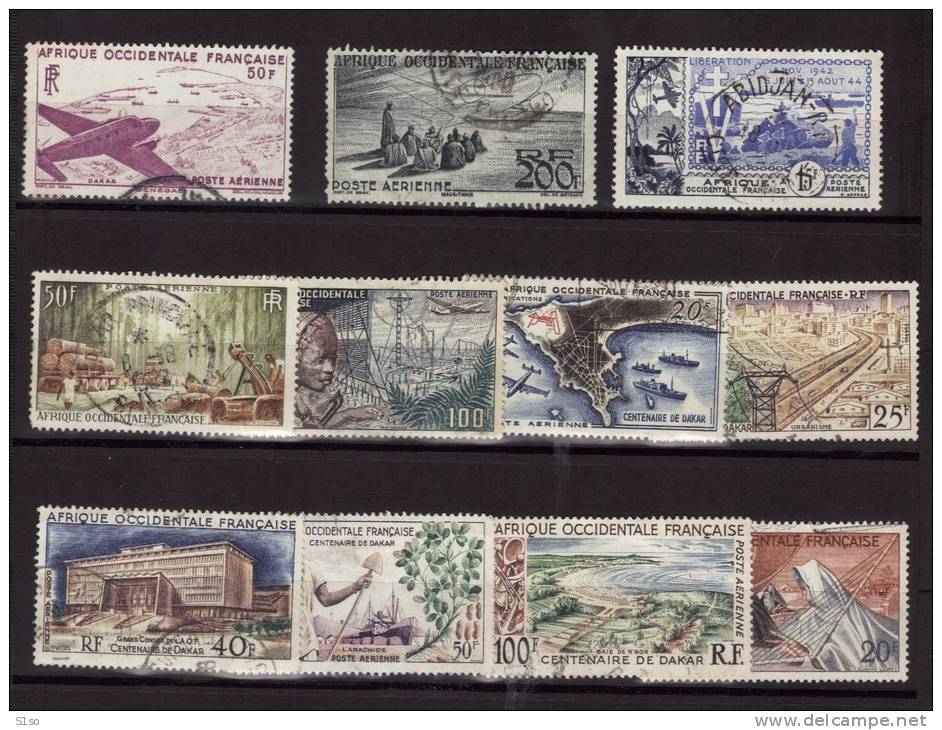 11 Timbres Oblitérés -- Poste Aerienne    ---- Afrique Occidentale Française --- Côte 22,00 Euros - Gebraucht