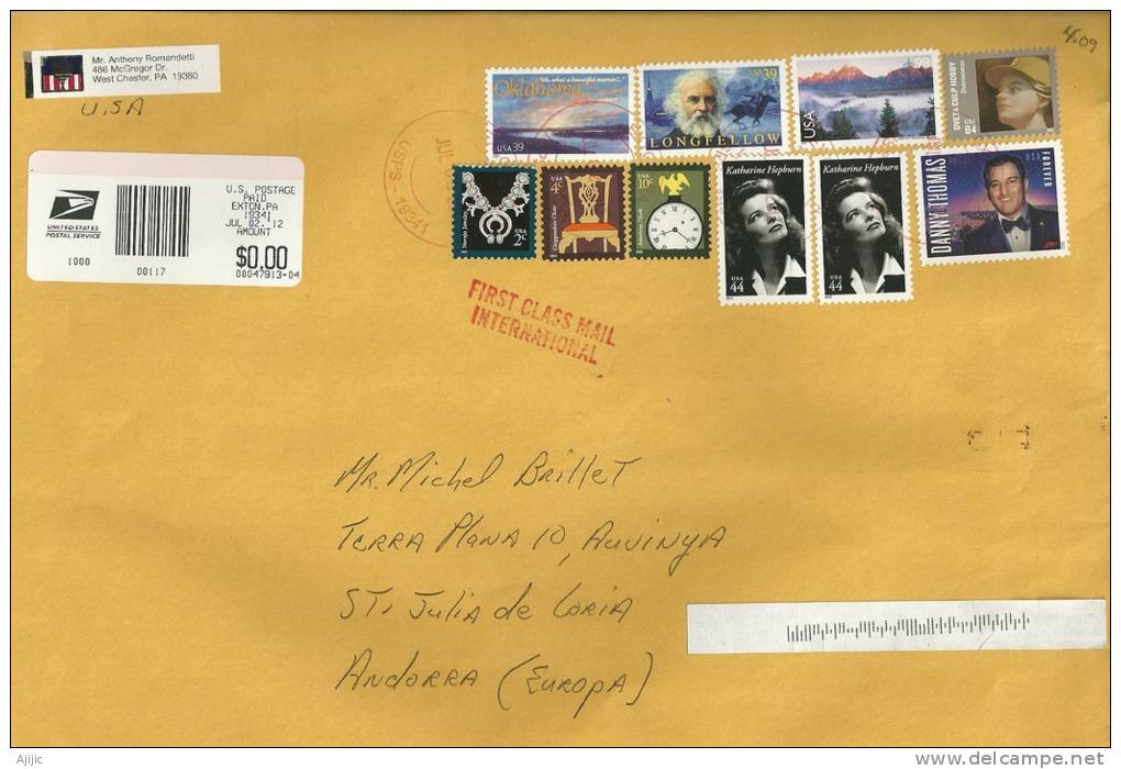 Belle Lettre Affranchie Avec Katherine Hepburn,Oklahoma1907,airmail Grand Teton National Park,etc - Storia Postale