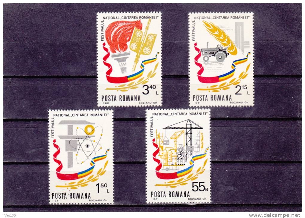 ROUMANIE 1981 Construction, Agriculture Yvert 3333-3336 NEUF** MNH Cote : 2.50 Euro - Nuevos
