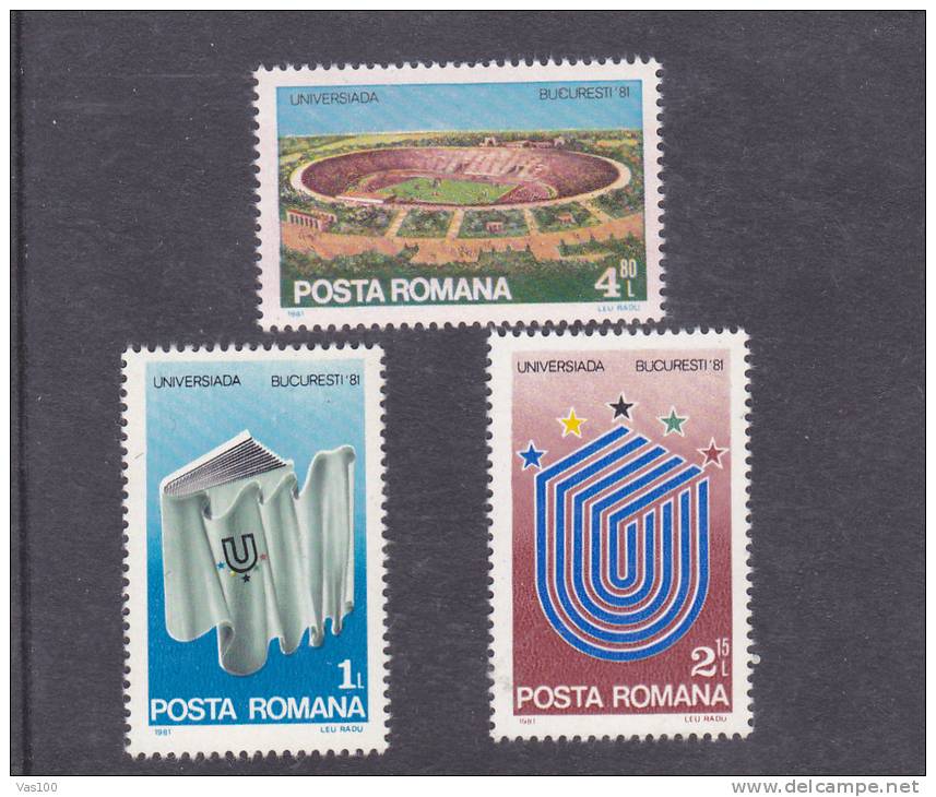 ROUMANIE 1981 Jeux Universitaires Yvert 3337-3339 NEUF** MNH Cote : 2.30 Euro - Unused Stamps