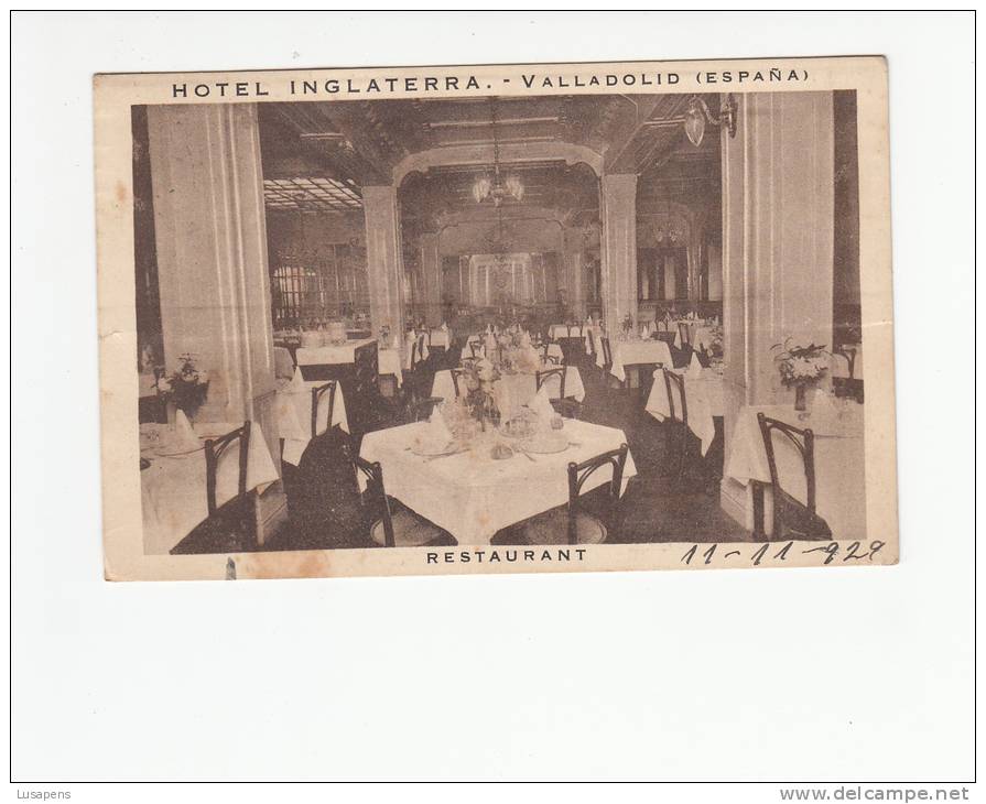 ESPAÑA - [OF #10628] - VALLADOLID - HOTEL INGLATERRA - RESTAURANT - CIRC 1929 - Valladolid