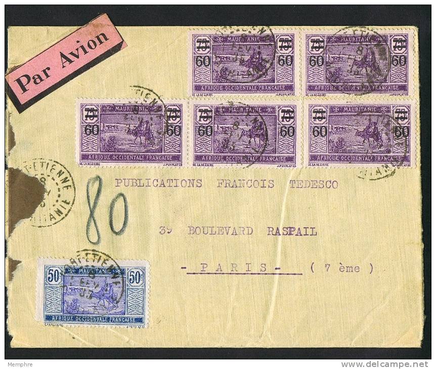 1936  Lettre De PortEtienne Pour Paris Yv 45, 36 X 5  Dos Partiellement Déchiré, Ouvert Sur 2 Côtés - Cartas & Documentos