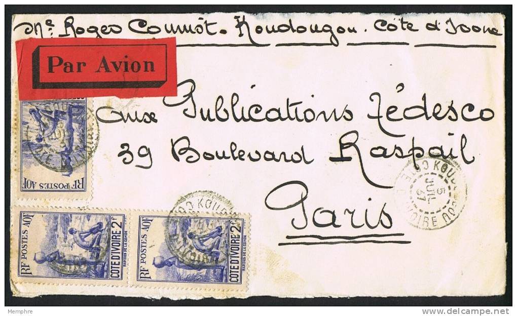 1937  Lettre Avion Pour Paris  Yv 128 X 3  Devant Seulement - Lettres & Documents