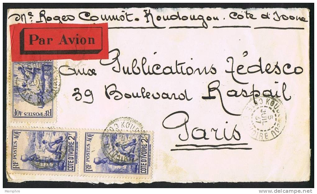 1937  Lettre Avion Pour Paris  Yv 128 X 3  Devant Seulement - Covers & Documents