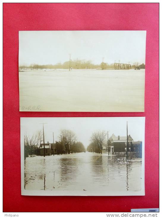 2 Real Photos- Dayton Ohio  1913 Flood Npkp Stamp Box----ref  602 - Dayton