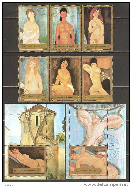 Fujeira 1972 Mi# 1222-1227, Block 117-118 A Used - Nude Paintings By Modigliani - Desnudos