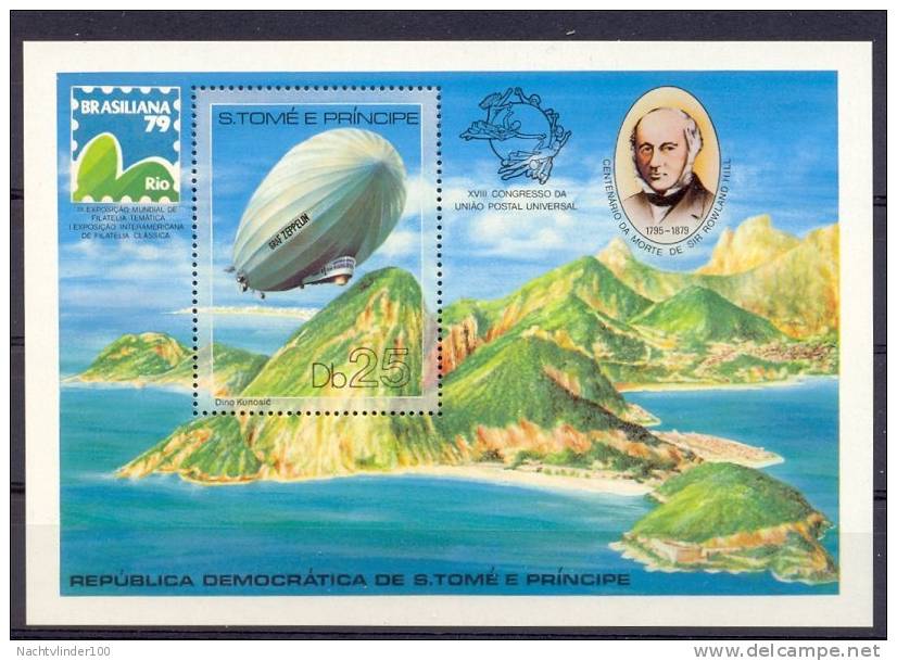 Mws006 TRANSPORT LUCHTVAART VLIEGTUIGEN ZEPPELIN FLUGZEUG S. TOMÉ E PRÍNCIPE 1979 PF/MNH - Zeppelines