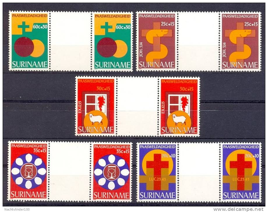 Mfp0119BP PASEN PAASWELDADIGHEID EASTER ** BRUGPAAR GUTTERPAIR ** SURINAME 1978 PF/MNH - Pasen