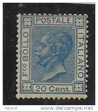 ITALIA REGNO 1867 EFFIGIE VITTORIO EMANUELE II 20 CENTESIMI TORINO MNH DISCRETA CENTRATURACERTIFICATO - Neufs