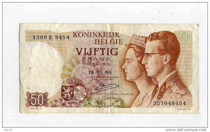 - BELGIQUE . BILLET 50 F. 1966 . - Otros & Sin Clasificación