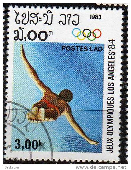 Plongeon- Laos 451 Oblitéré-Jeux Olympiques De Los Angelès - High Diving