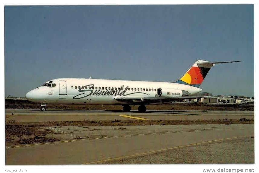 Thème - Transport - Avion -  Airbone Postcard N °97 - Mc Douglas DC-9-15 - Sunworld International Airways - San José - 1946-....: Moderne