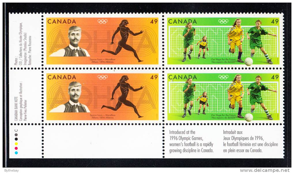 Canada MNH Scott #2050a Lower Left Plate Block 49c 2004 Summer Olympics - Plattennummern & Inschriften