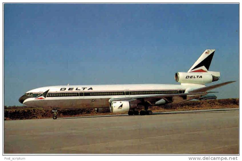 Thème - Transport - Avion -  Airbone Postcard N °105 - McD Douglas DC-10-10  - Delta Airlines - Atlanta - 1946-....: Moderne