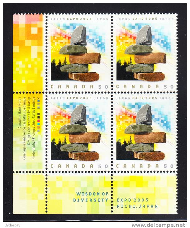 Canada MNH Scott #2090 Lower Left Plate Block 50c Expo 2005 - Plattennummern & Inschriften