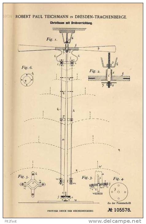 Original Patentschrift - R. Teichmann In Dresden - Trachenberge , 1898 , Drehbarer Christbaum , Weihnachtsbaum !!! - Kerstkribben