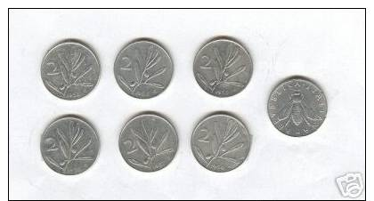 2 Lire 1953, 1954, 1955, 1956, 1957, 1959  LOTTO DA 2 LIRE  (6 Monete) - 2 Lire