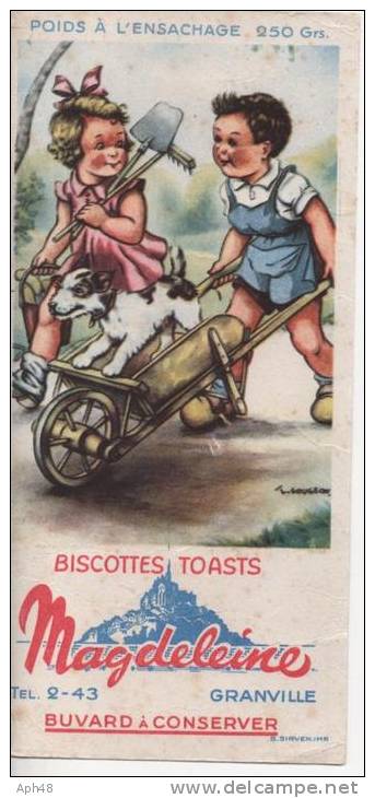 Buvard "biscottes Toasts Magdeleine Signé Gougeon - Zwieback