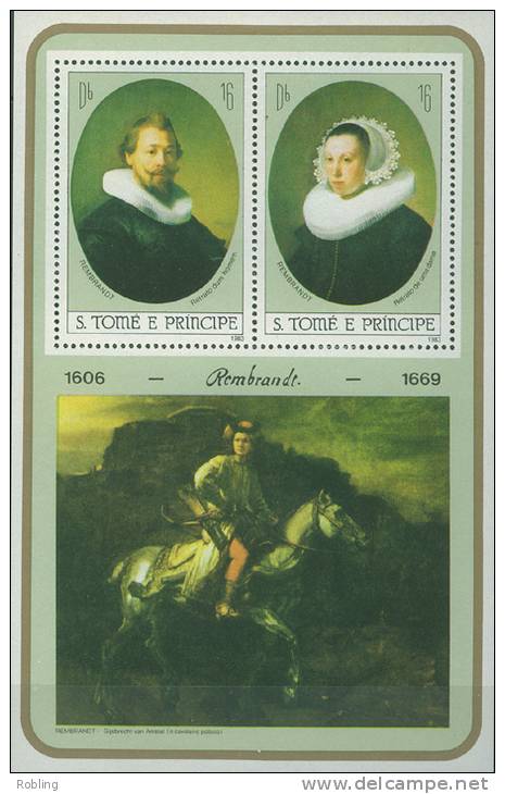 St.Thomas & Prince 1983, Paintings, Rembrandt, Michel BL118, MNH 18692 - Rembrandt