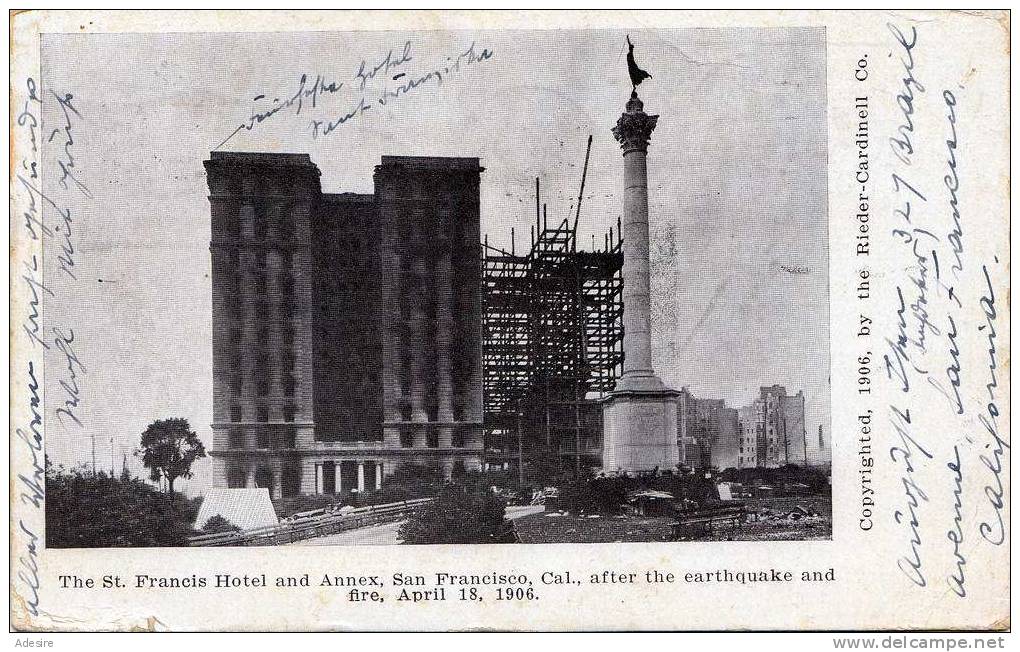 San Francisco, St. Francis Hotel Nach Dem Erdbeben, Gelaufen 1906 - Katastrophen