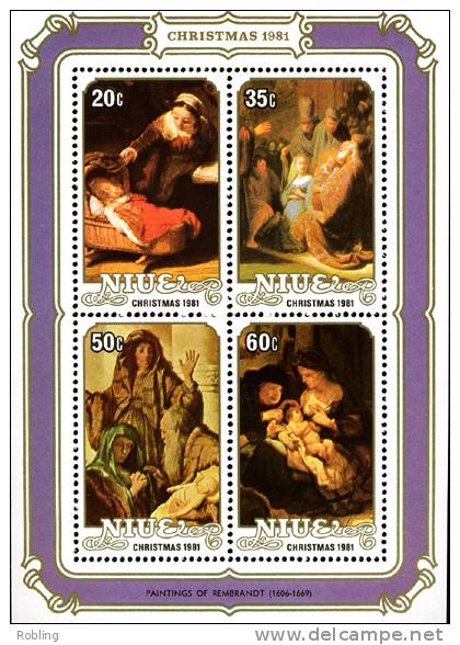 Niue 1981, Paintings, Rembrandt, Christmas, Michel, BL51, MNH 18707 - Rembrandt