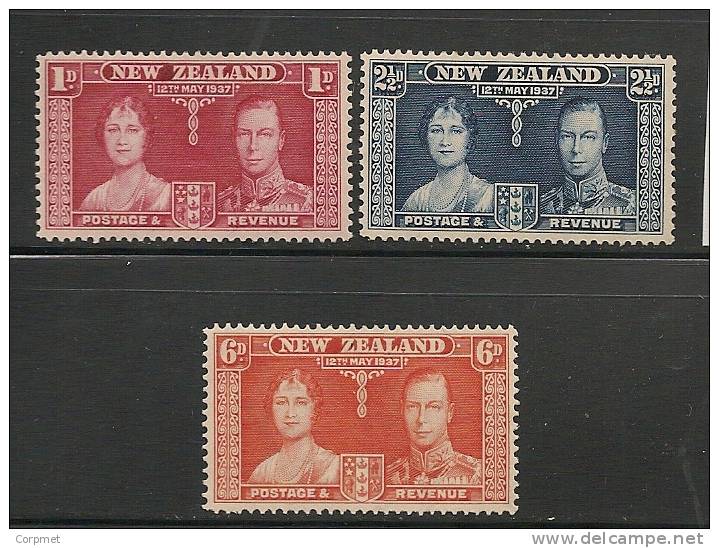 NEW ZEALAND -1937 CORONATION GEORGE VI - Yvert # 233/5 - MINT LH - Neufs