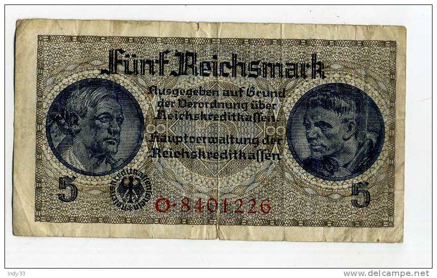 - ALLEMAGNE . 5 M. REICHKREDITKAFFEN  . - 5 Reichsmark