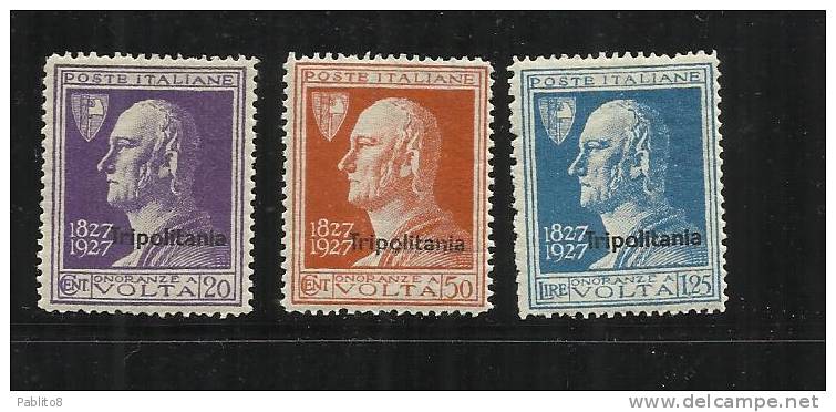 COLONIE ITALIANE TRIPOLITANIA 1927 ALESSANDRO VOLTA SERIE COMPLETA COMPLETE SET MNH - Tripolitania