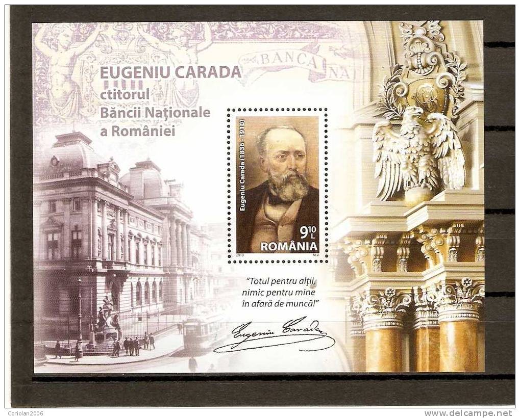 Romania 2010 / Eugeniu CARADA / Perforated Souvenir Sheet - Unused Stamps