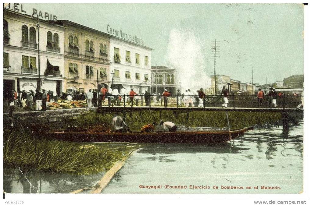 CPA  EQUATEUR, GUYAQUIL, Ejercicio De Bomberosen El Malecon  3918 - Equateur