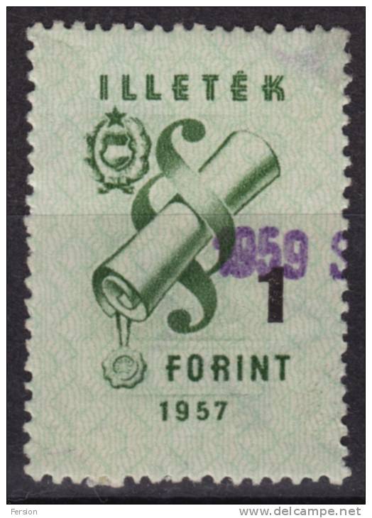 1957 Hungary Ungarn Hongrie - Tax Judaical Fiscal Revenue Stamp - 1 Ft - Fiscaux