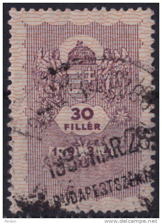 1934 Hungary Ungarn Hongrie - Revenue Fiscal Tax Stamp - 30 F - Fiscales