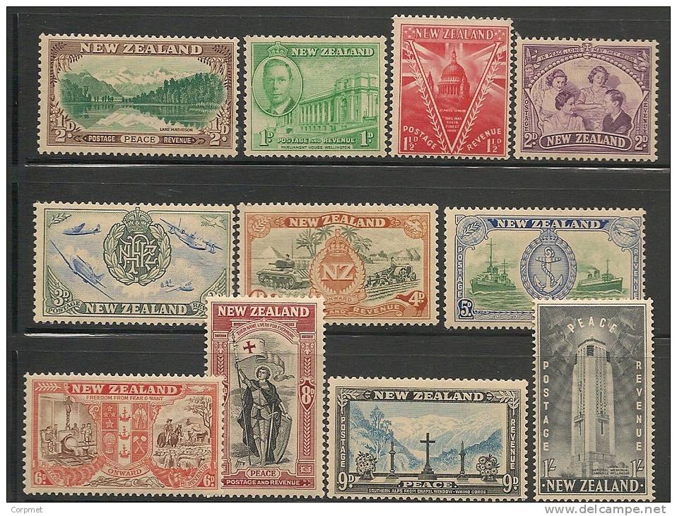 NEW ZEALAND -1946 PEACE -  Yvert # 272/282 - MINT LH - Unused Stamps