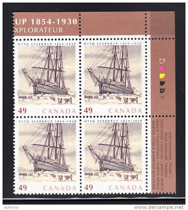 Canada MNH Scott #2026 Upper Right Plate Block 49c Otto Sverdrup - Joint With Norway, Greenland - Num. Planches & Inscriptions Marge