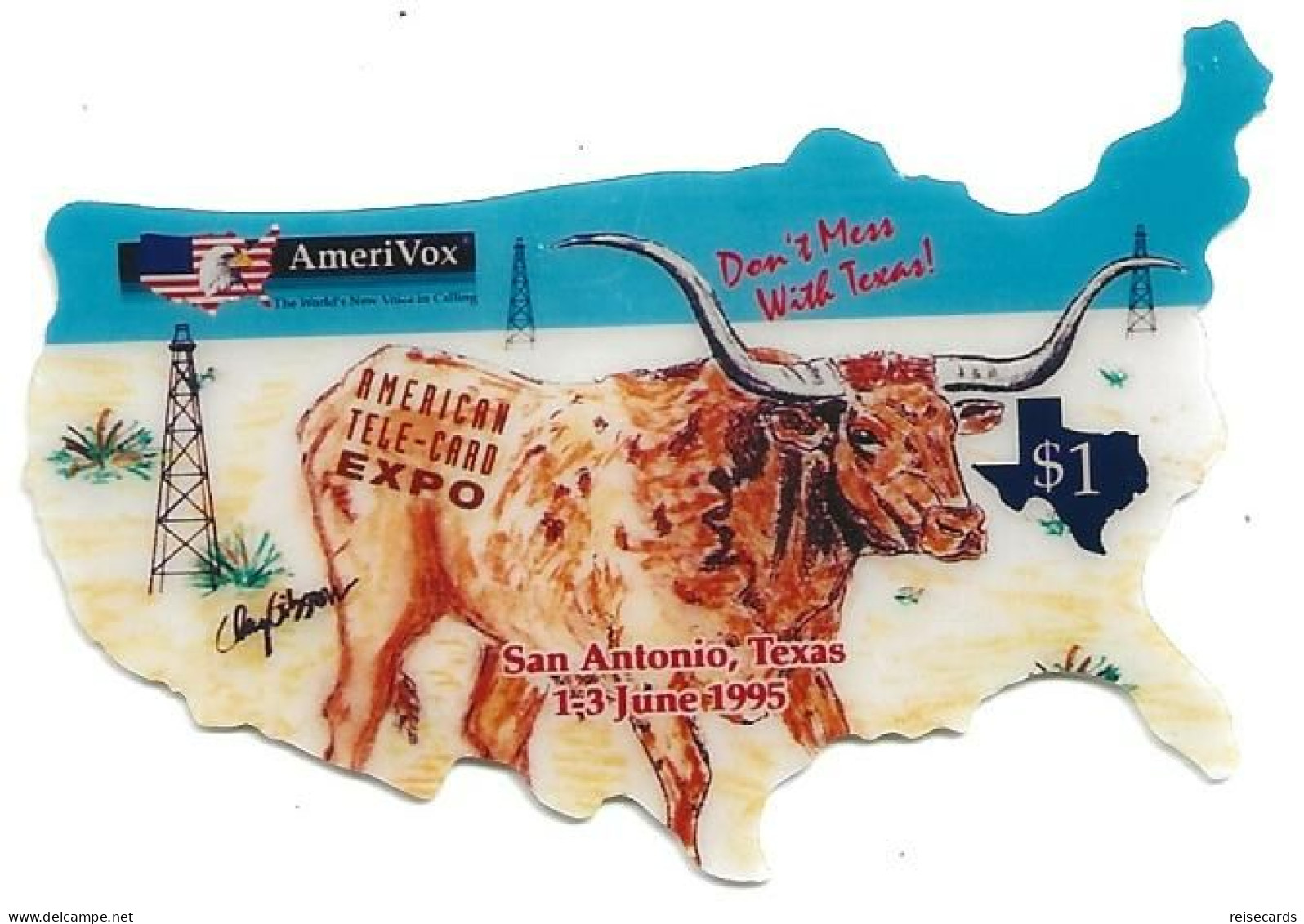 USA: Prepaid Amerivox - American Tele-Card Expo 95, San Antonio Mint - Amerivox