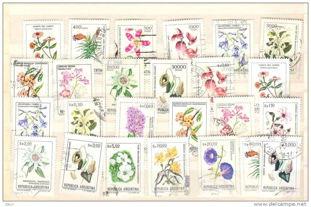 Argentina - Serie Flores - Used Stamps