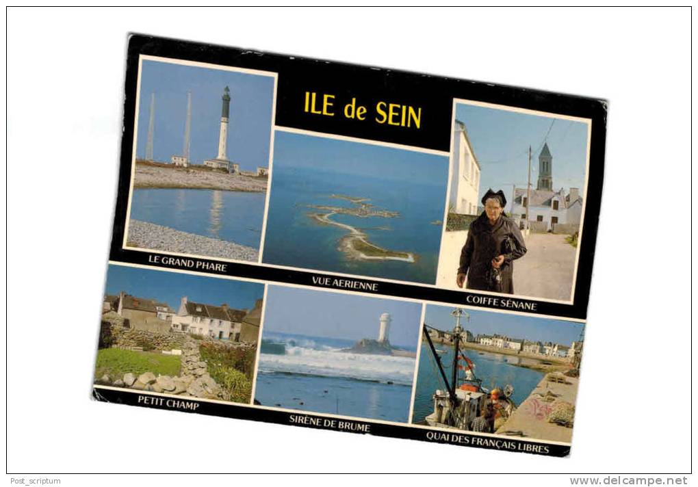 Ile De Sein - Multivue : Grand Phare, Vue Aérienne,coiffe Sénane, Petit Champ, Sirène De Brume, Quai Des Français Libres - Ile De Sein