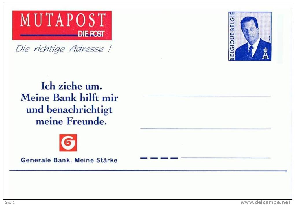 België PK  1996 Adreswijziging Mutapost Generale Bank  (xx) Cfr. Scan Nl+Fr+Du - Avis Changement Adresse