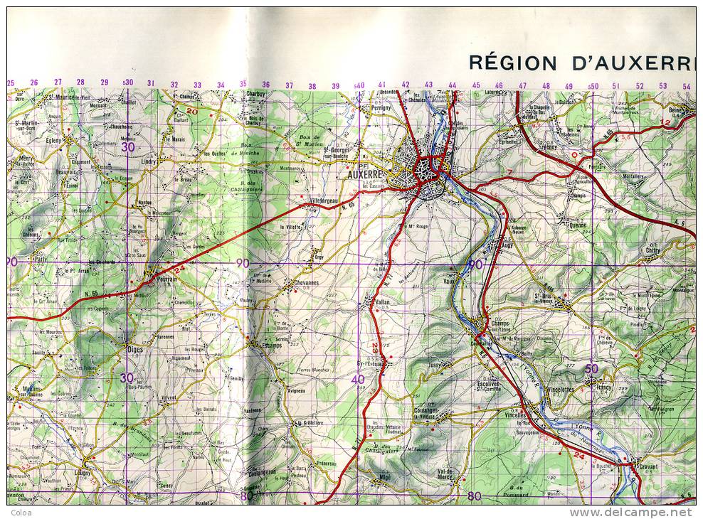 Région D’Auxerre Et De La Forêt D’Othe Feuille Sud  1/100.000° 1959 - Topographical Maps