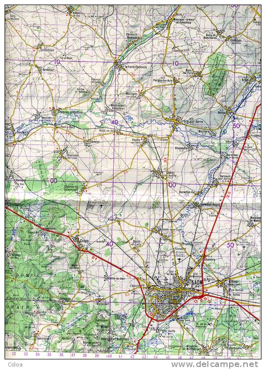 Carte De France Au 1/100.000° Environs De Laon Et D’Hirson 1959 - Topographical Maps