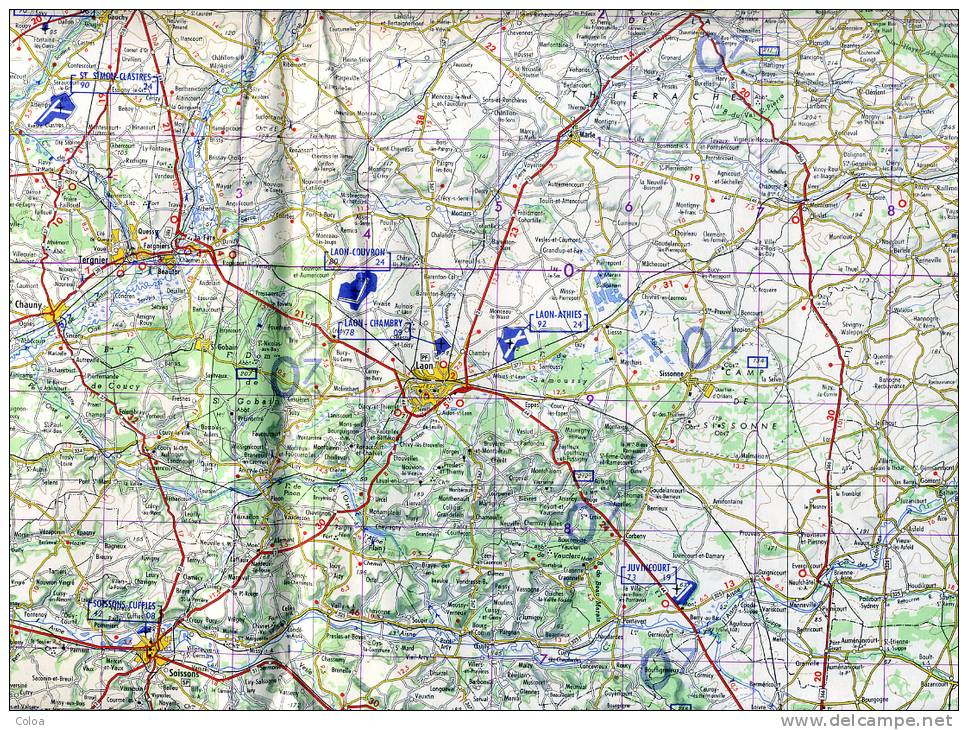 Carte De France Au 1/250.000° Départements De L’Aisne Es Ardennes Et De La Marne  Vers 1959 - Topographische Karten